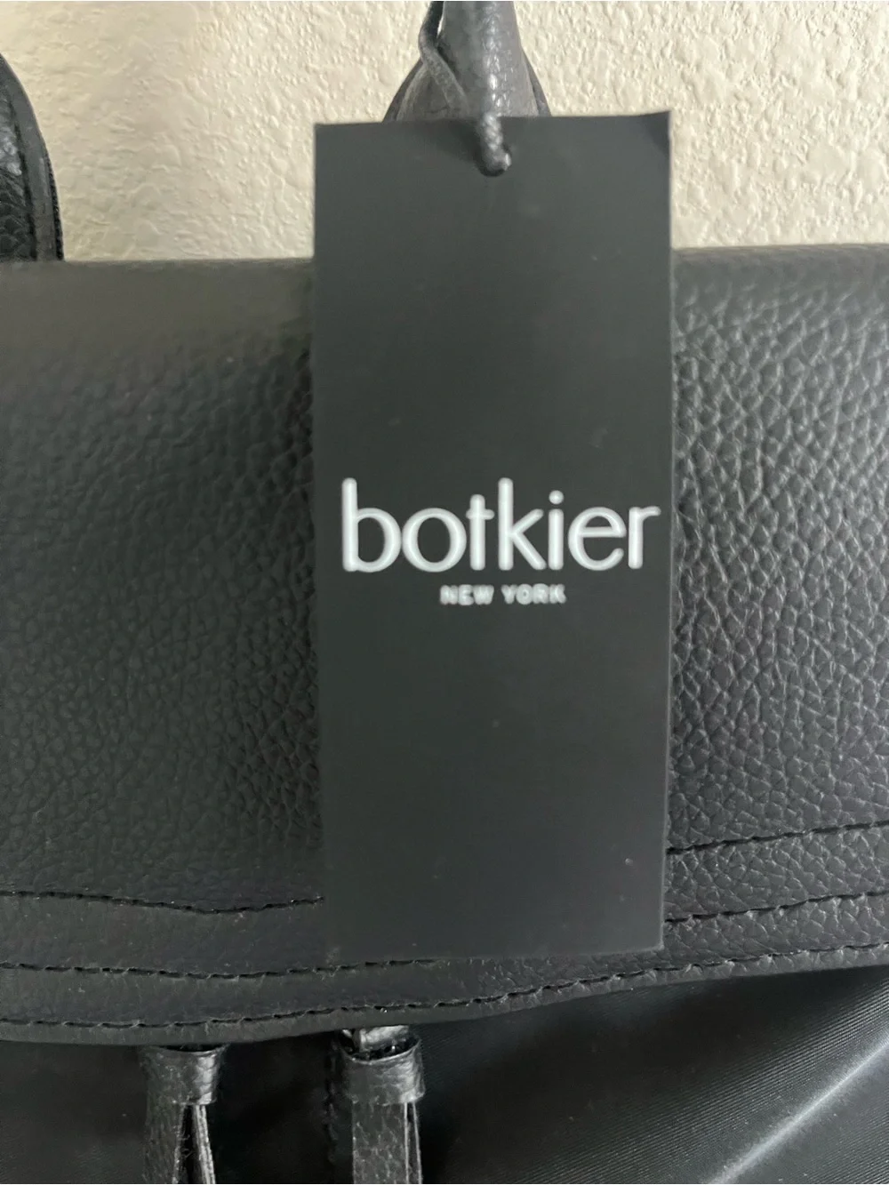 Botkier NWT Backpack Purse Black Nylon Trigger Mini Concert Bag w/Leather Flap